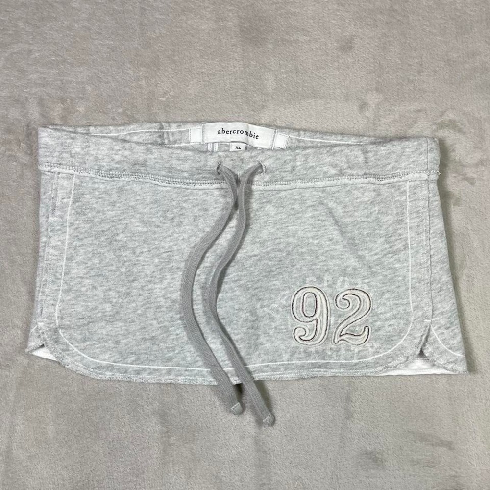 Y2k Vtg Abercrombie Fitch Micro Mini Skirt XL Grey Embroidered Schoolgirl 2000s